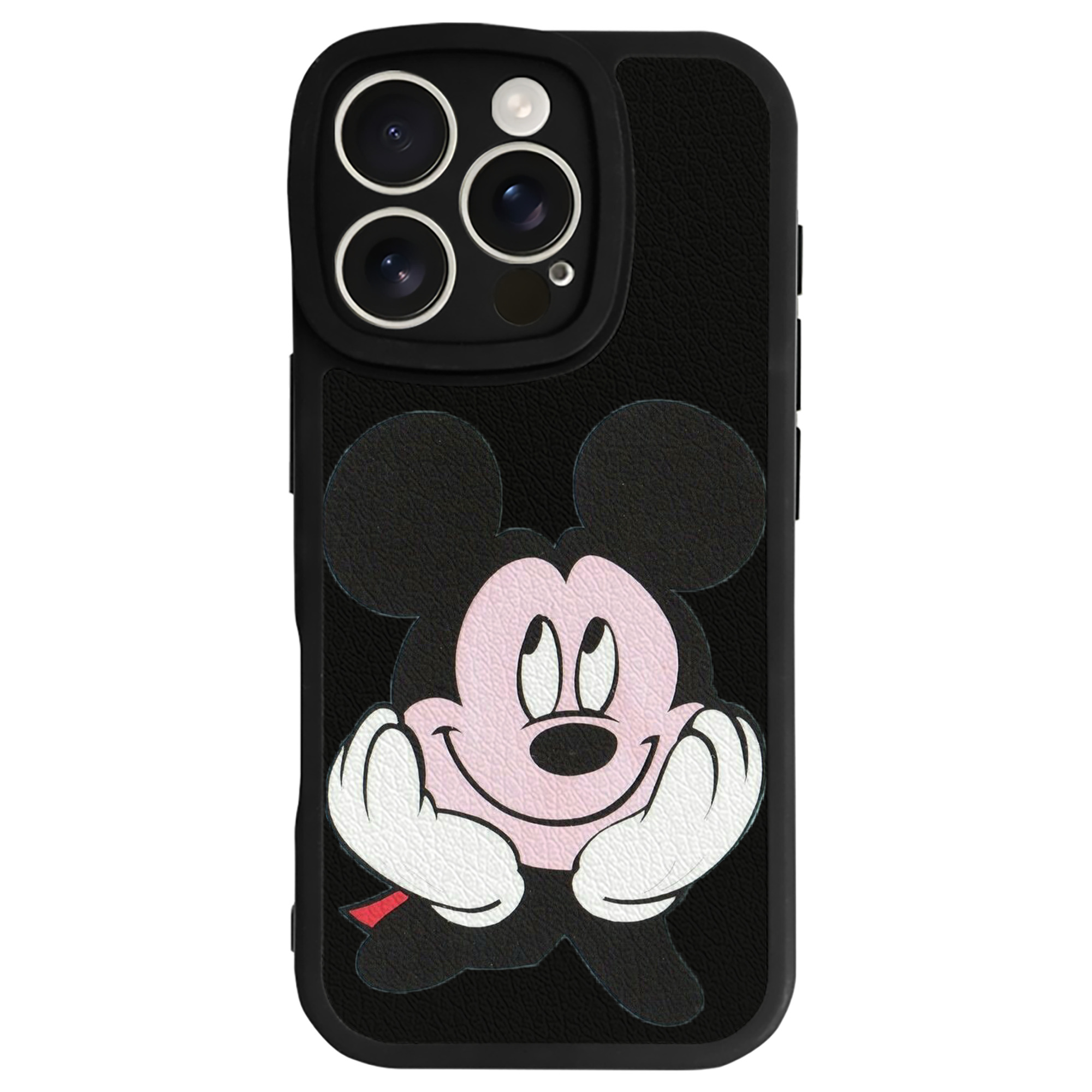 （画像用） ミッキーマウス Mickey Mouse 【iPhone 16シリーズ対応】シリコンスマホケース（レザー調） 材質：シリコン